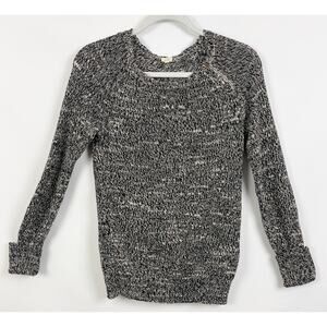 J.Crew Womens Sweater Small Black Cotton Zipper Detail Knit Pullover Long Sleeve